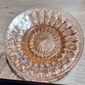 4 Vintage Jeannette Pink Depression Glass Diamond Pattern Saucer's